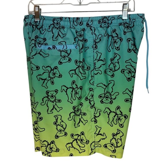 Grateful Dead Dancing Bear Gradient Swim Shorts Mens Size Medium Blue Green - Picture 4 of 6